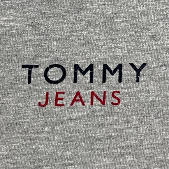 Vintage Tommy Jeans Heather Gray Double Sided Spellout T-Shirt Size XL 1990s - Picture 4 of 8
